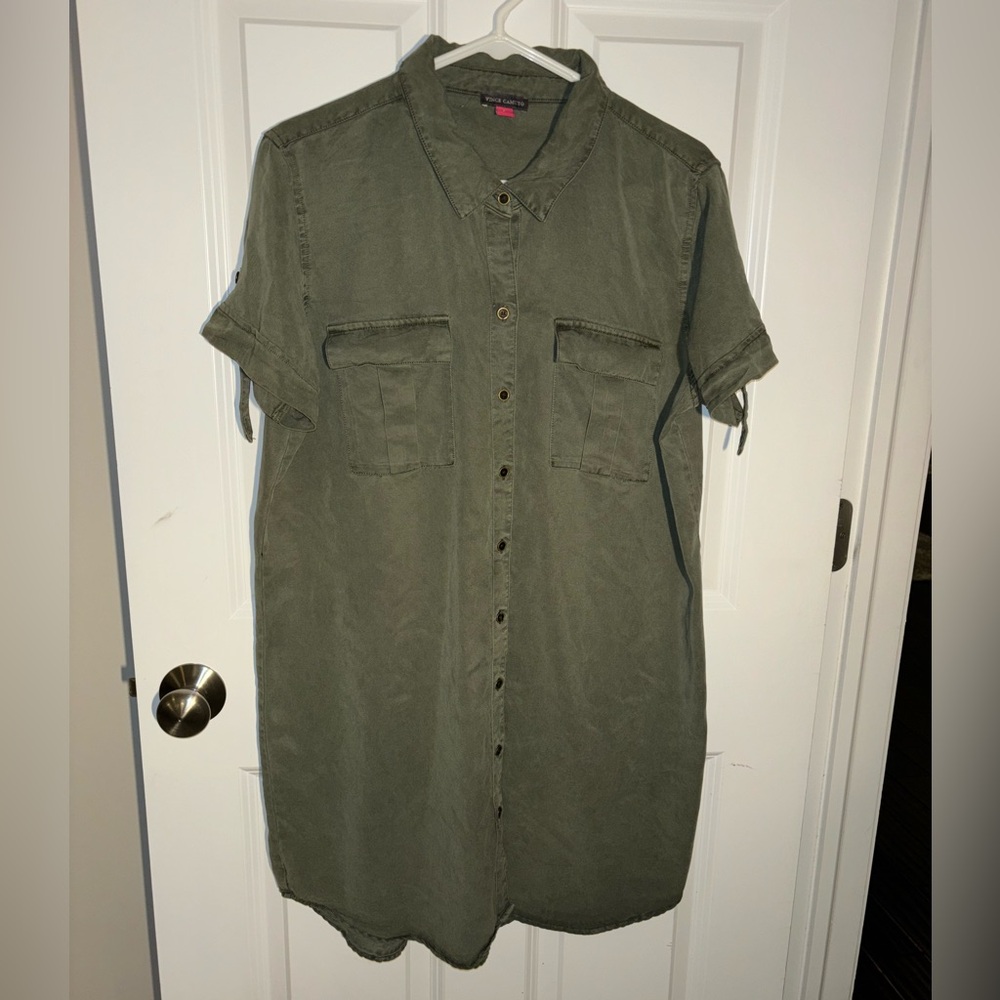 Vince Camuto Army Green Shift Dress, Size Large